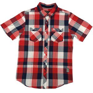 A. Tiziano Barkley Plaid Woven Button-Up (M)